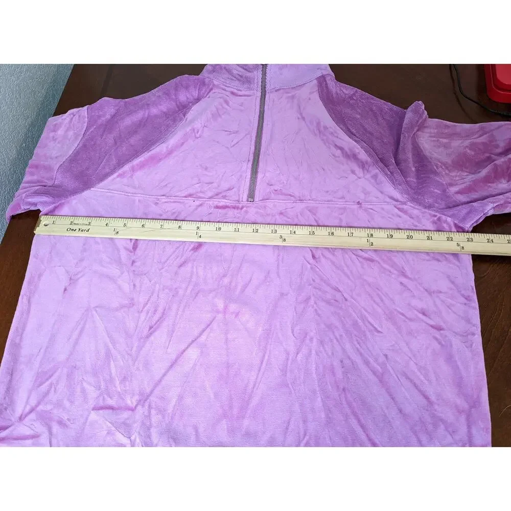Wild Fable Quarter‎ Zip Sweatshirt Medium Purple Velour Jacket Relaxed Fit Layer - Picture 7 of 12